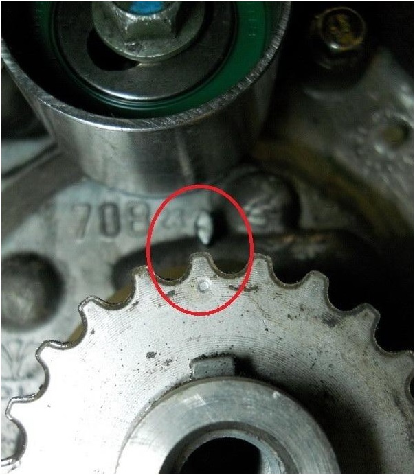 Метка на нижнем шкиве